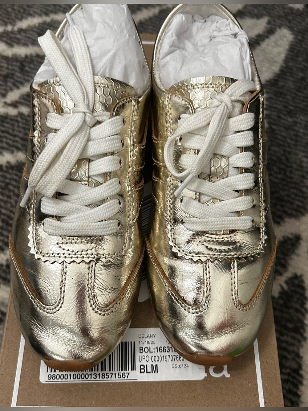 Dolce Vita Delaney Metallic Light Gold Women's Lace-Up Sneakers Size 6